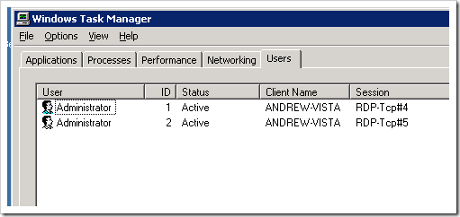 Remote Desktop Task Manager