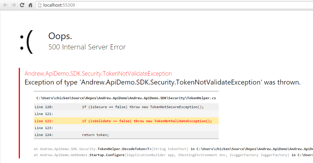 已經超出授權的日期，會引發 TokenNotValidateException，超過正常使用期限，則無法正常啟動網站。